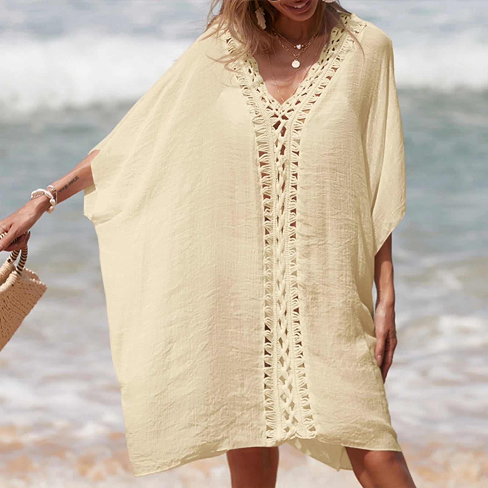 Women Crochet  Swimsuit Loose Cover Up Summer Beachwear Dress