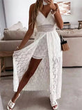 Load image into Gallery viewer, Women Lace Sexy Elegant Dress Sleeveless v Neck Hollow Out Midi Dress
