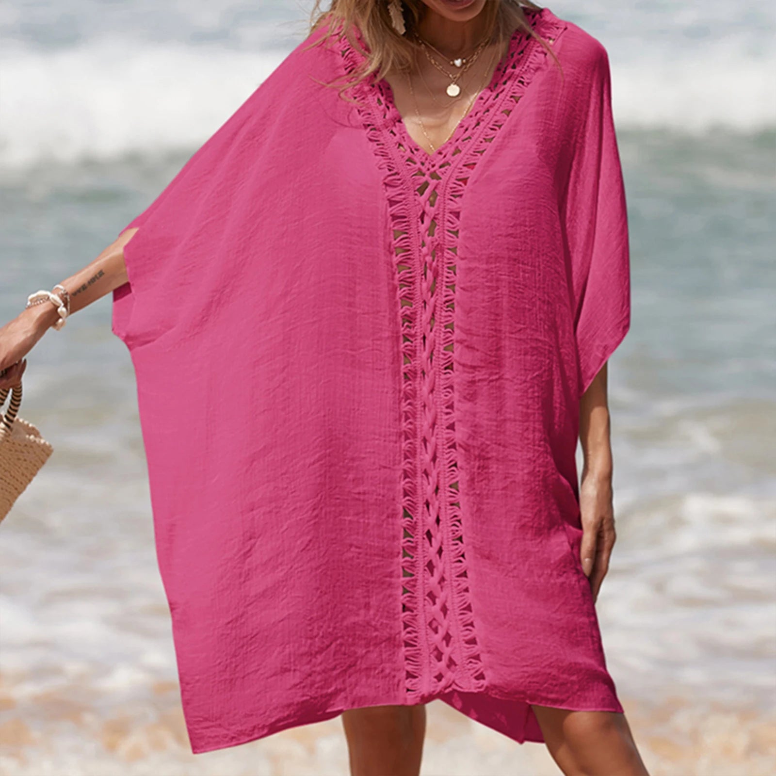Women Crochet  Swimsuit Loose Cover Up Summer Beachwear Dress