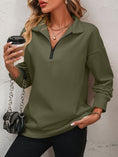 Load image into Gallery viewer, Women Mandy Zip-Up Dropped Shoulder Sweatshirt
