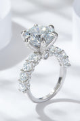 Load image into Gallery viewer, Women 3-Carat Moissanite Platinum-Plated Side Stone Ring
