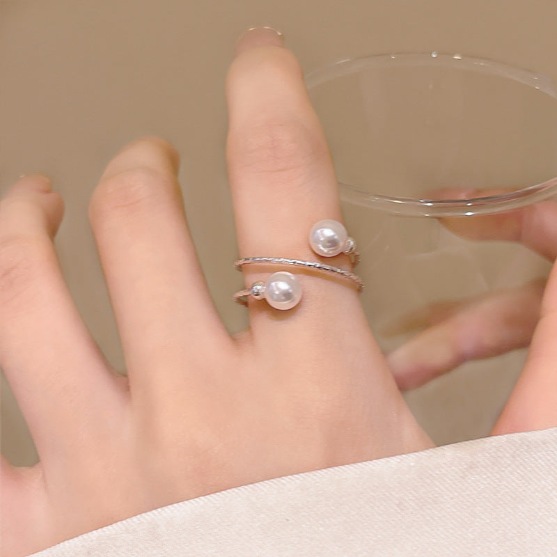 Women Pearl Ring Exquisite Stylish Opening Adjustable