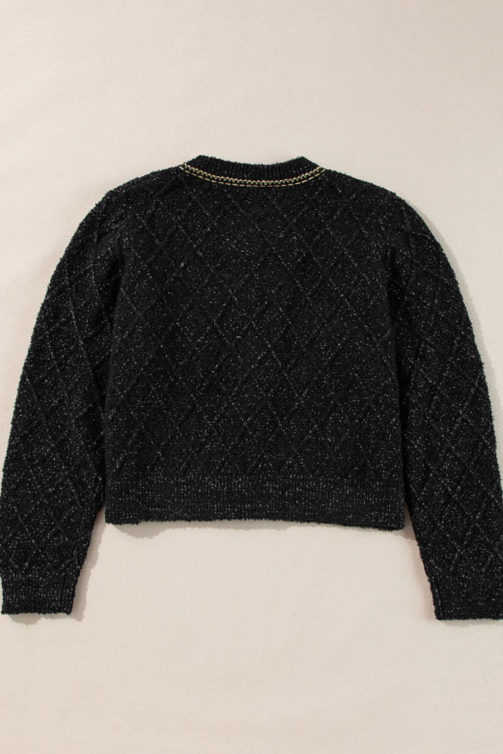 Women Round Neck Button Up Long Sleeve Cardigan