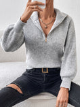 Load image into Gallery viewer, Women Half Zip Dropped Shoulder Sweater
