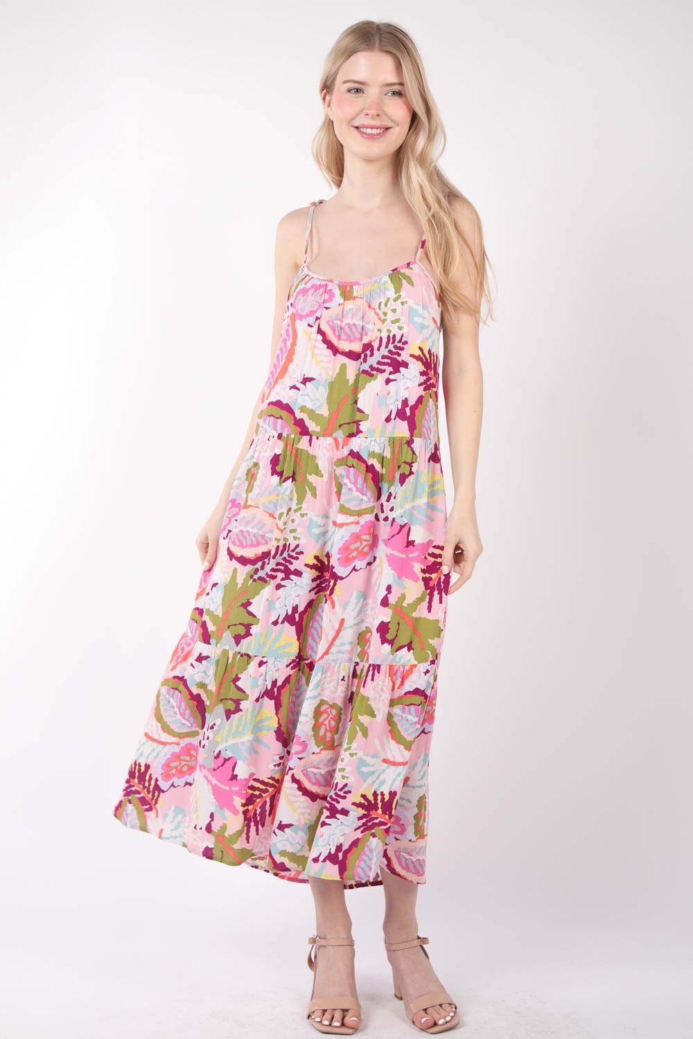 Women Tropical Printed Cami Midi Dress