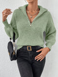 Load image into Gallery viewer, Women Half Zip Dropped Shoulder Sweater
