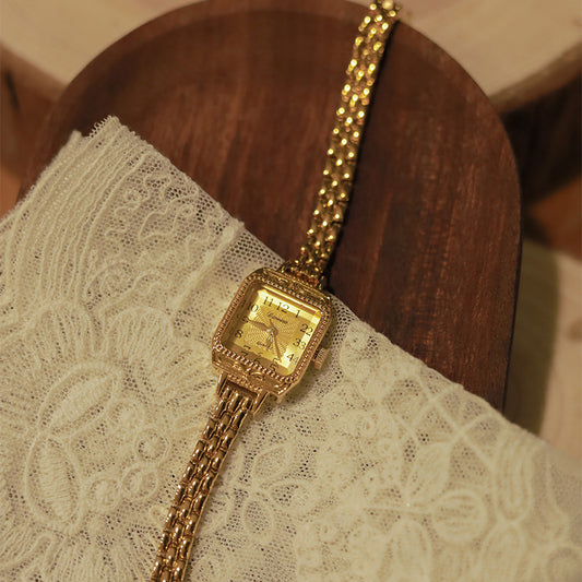 Women Square Copper Strips Middle Ancient Watch