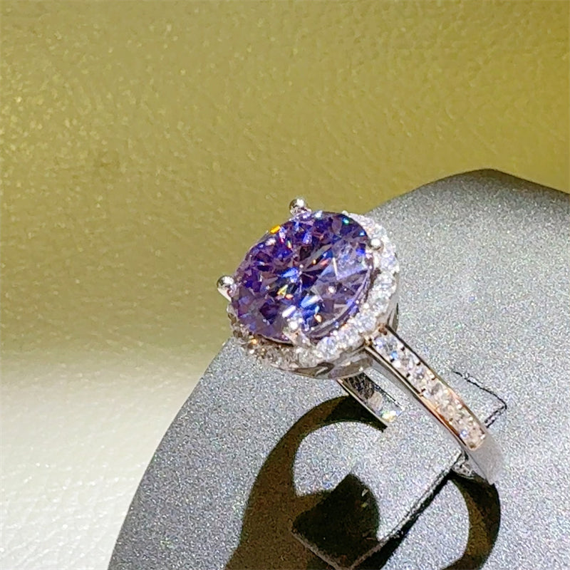 Women 3 Carat Moissanite Zircon 925 Sterling Silver Ring