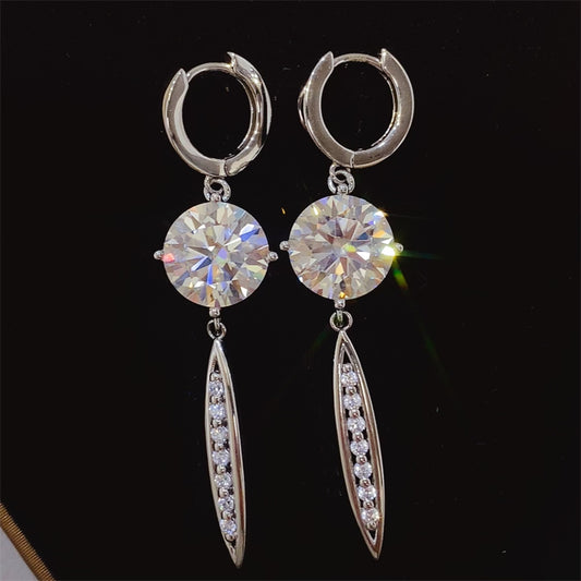 Women 10 Carat Moissanite 925 Sterling Silver Earrings