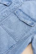 Load image into Gallery viewer, Women Drawstring Snap Down Denim Jacket with Chest Pockets
