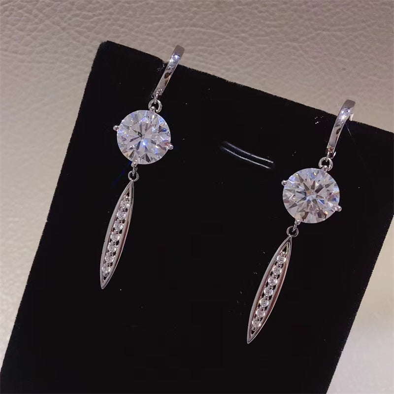 Women 10 Carat Moissanite 925 Sterling Silver Earrings