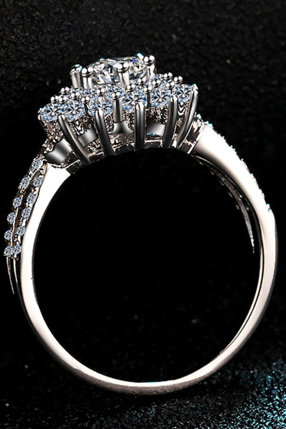 Women Moissanite Flower-Shape Split Shank Ring