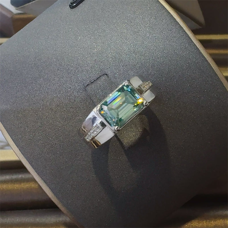 Women 3 Carat 925 Sterling Silver Moissanite Rectangle Shape Ring