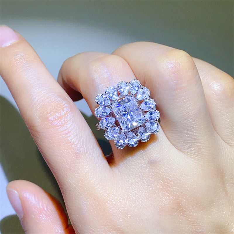 Women 3 Carat Moissanite 925 Sterling Silver Ring