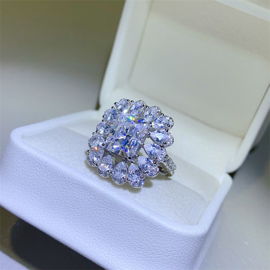 Women 3 Carat Moissanite 925 Sterling Silver Ring