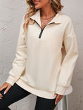 Load image into Gallery viewer, Women Mandy Zip-Up Dropped Shoulder Sweatshirt
