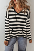 Load image into Gallery viewer, Women Draw String Stripped Hoddie Sweater

