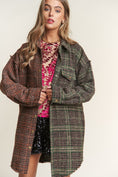 Load image into Gallery viewer, Women Snap Down Tweed Plaid Contrast  Longline Shacket
