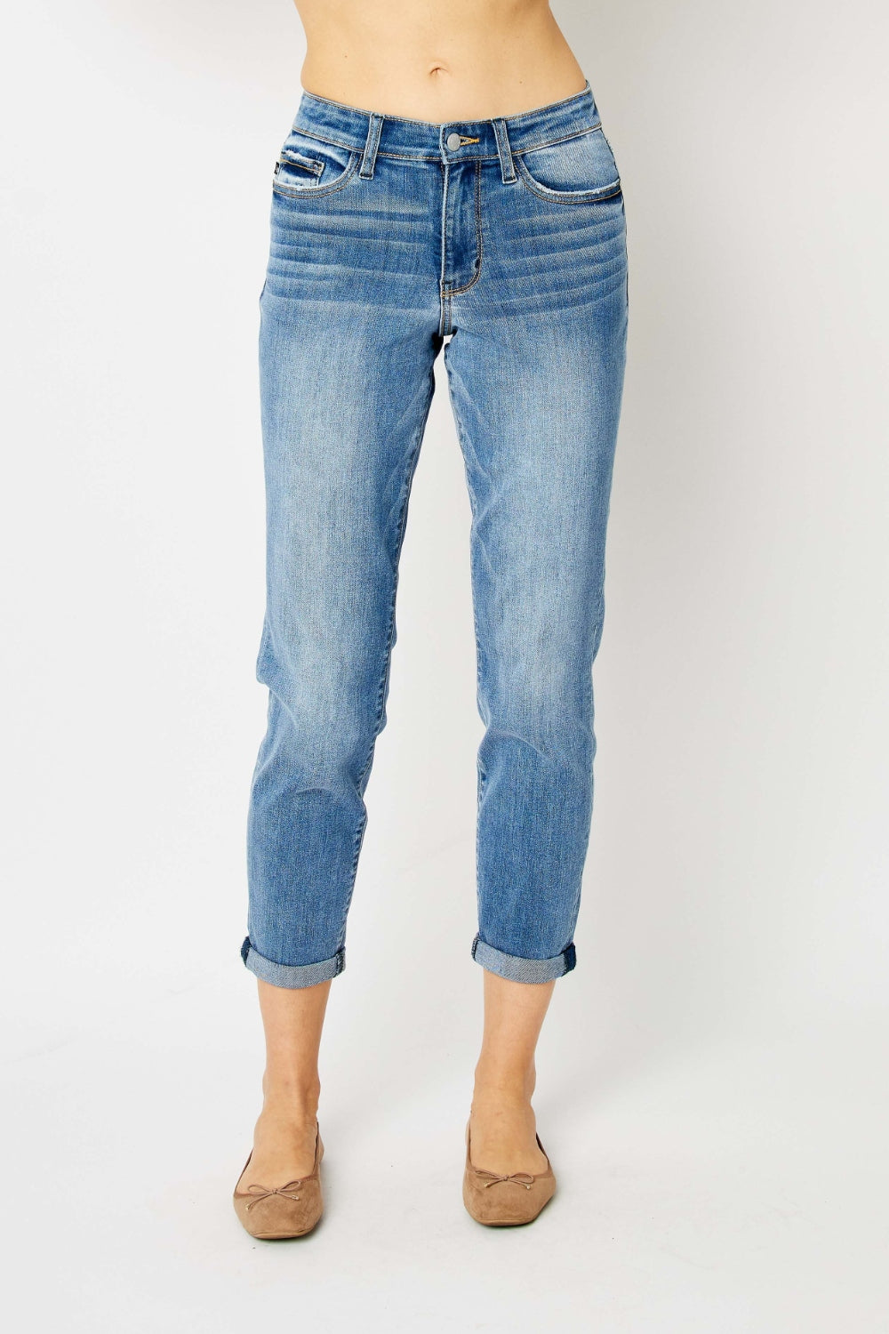Women Full Size Cuffed Hem Slim Jeans