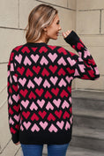Load image into Gallery viewer, Women Contrast Heart Round Neck Sweater
