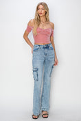 Load image into Gallery viewer, Women Full Size High Rise Cargo Flare Jeans

