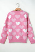 Load image into Gallery viewer, Women Pearl Trim Heart Round Neck Long Sleeve Sweater
