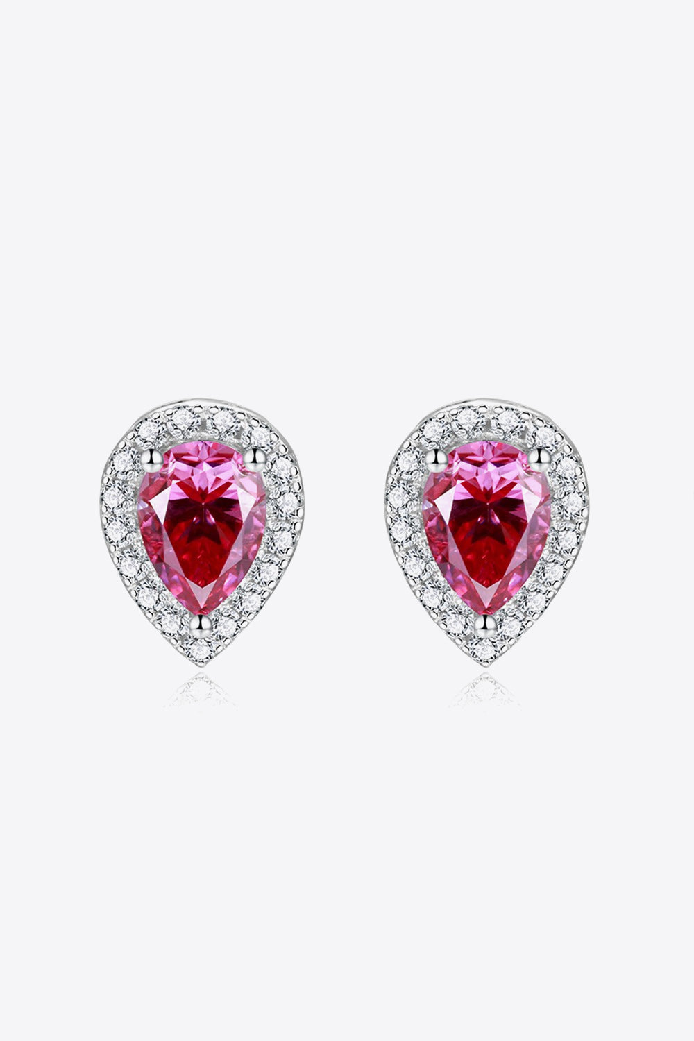 Women 2 Carat Moissanite Teardrop Stud Earrings in Rose