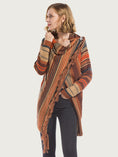 Load image into Gallery viewer, Women Tassel Striped Open Front Long Sleeve Cardigan
