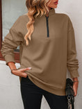 Load image into Gallery viewer, Women Mandy Zip-Up Dropped Shoulder Sweatshirt
