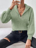 Load image into Gallery viewer, Women Half Zip Dropped Shoulder Sweater
