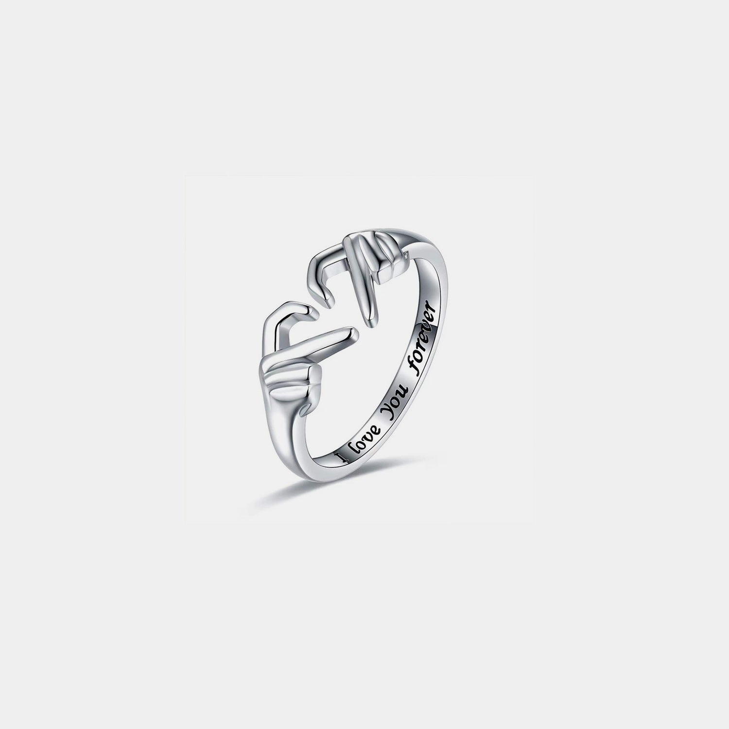 Women Hand Heart Shape 925 Sterling Silver Open Ring
