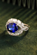 Load image into Gallery viewer, Women 5 Carat Lab-Grown Sapphire Platinum-Plated Ring
