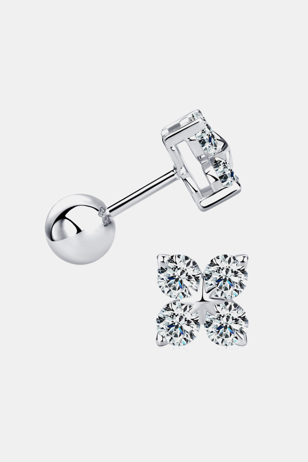 Women Moissanite 925 Sterling Silver Four-Leaf Clover Shape Earrings