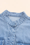 Load image into Gallery viewer, Women Drawstring Snap Down Denim Jacket with Chest Pockets
